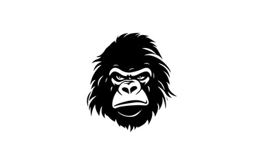 Head of gorilla shape isolated illustration with black and white style for template.
