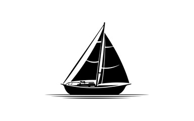 Sailing boat shape isolated illustration with black and white style for template.