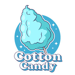 cotton candy food logo product cartoon style sweet snack vector illustration graphic design logo template