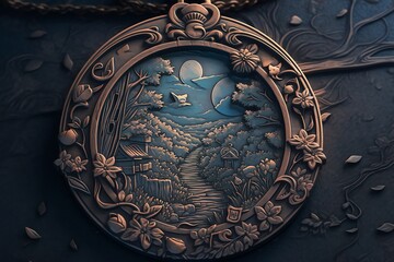 Naklejka premium Abandoned marathon medal on the lonely roads wallpaper