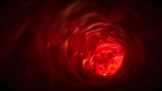 Blood cell inside human body. Nanomedecine concept. Realistic 4k animation.