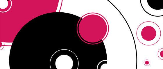 Color circle geometric background. Abstract pink and black circles on white background. Modern technology background. Backdrop illustration for design. Vector EPS 10