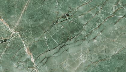 Forest green emperador marble stone background with thin veins on surface.