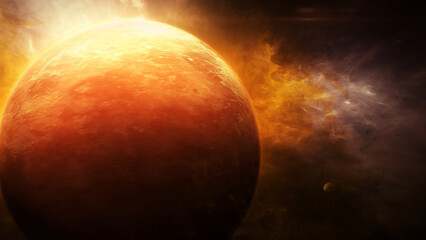 Obraz na płótnie Canvas Planet Venus at Nebula In The Space closeup 