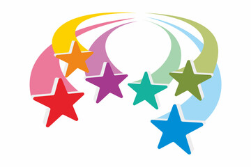 Obraz premium Colorful rising star with tail effect. Fireworks illustration. 