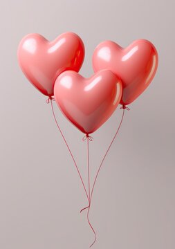 On a beautiful valentine's day, a group of bright red heart-shaped balloons float against a dreamy backdrop, a perfect symbol of love and romance