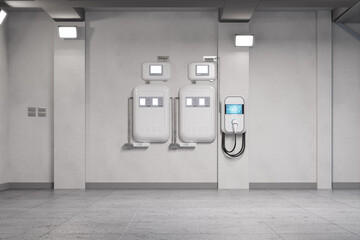 Interior home garage with ev charger