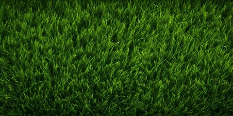 Obraz premium Wide format background image of green carpet of neatly trimmed grass. Beautiful grass texture on bright green mowed lawn, field, grassplot in nature