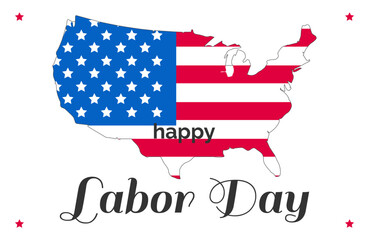 Horizontal International Labor Day celebration banner with american flags. Holiday concept. White background. Background, banner, card, poster. Vector Illustration.