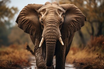 Fototapeta premium Wildlife Sanctuary - Majestic Elephant in its Natural Habitat. Generative AI