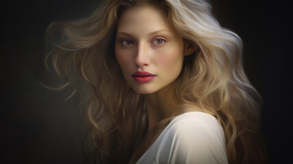 A Studio Portrait of A Beautiful Young Fashion Model with Blond Hair
