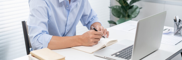 E learning Student online VDO Call Conference Work from home with cat remote work talk chat online on laptop webcam conference working with tablet social distancing concept