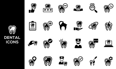 Dental icon set vector illustration (Black Version)