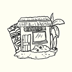 tropical island store illustration