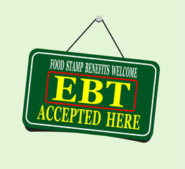 Food stamps and ebt card accepted here sign
