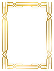Art Deco gold frame vintage frame line geometric wedding label card frame png transparent background