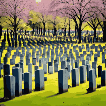 Cemetery, vector, hand drawing, cinematic
