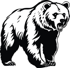 Fototapeta na wymiar Grizzly Bear Logo Monochrome Design Style