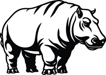 Fototapeta na wymiar Hippo Logo Monochrome Design Style