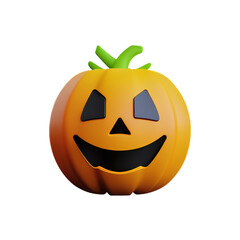 Fototapeta premium pumpkin in halloween theme, 3d render plastic style transparent background - generative ai.