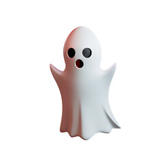 ghost in halloween theme, 3d render plastic style transparen transparent background - generative ai.