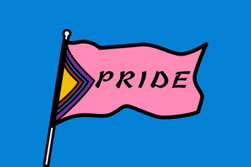 Pride flag on blue background LGBT Pride Month concept - 616873206