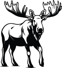 Fototapeta na wymiar Moose Logo Monochrome Design Style