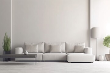 interior background room sofa cushion cosy empty render simple stylish living indoor home. Generative AI.