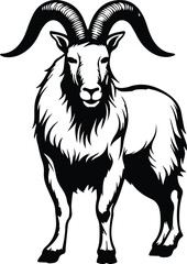 Mountain Goat Logo Monochrome Design Style