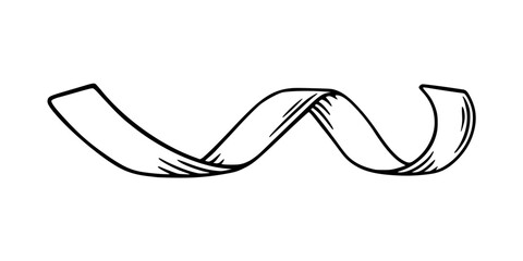 Ribbon label clipart. Handdrawn ribbon scroll. Sketch vector illustration isolated in white background