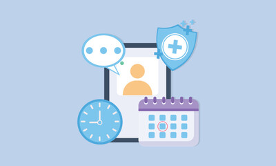 Concept of online consultation doctor. Online medicine, healthcare, medical diagnostics.on blue background