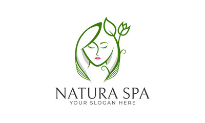 Green natural spa salon beauty logo vector design