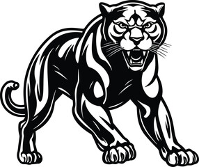 Fototapeta na wymiar Panther Logo Monochrome Design Style