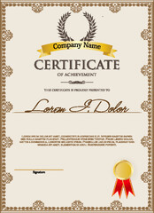Vertical Certificate of Achievement in Frame.