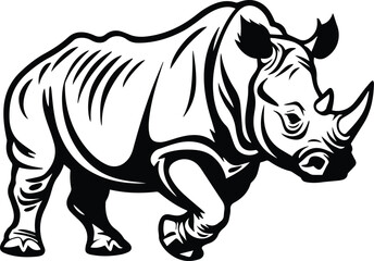 Fototapeta na wymiar Rhino Logo Monochrome Design Style
