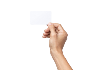 business man hand holding business card isolated on white background with clipping path