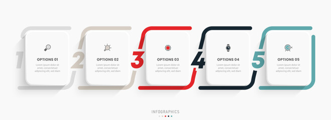 Obraz premium Vector Infographic label design template with icons and 5 options or steps. Can be used for process diagram, presentations, workflow layout, banner, flow chart, info graph.