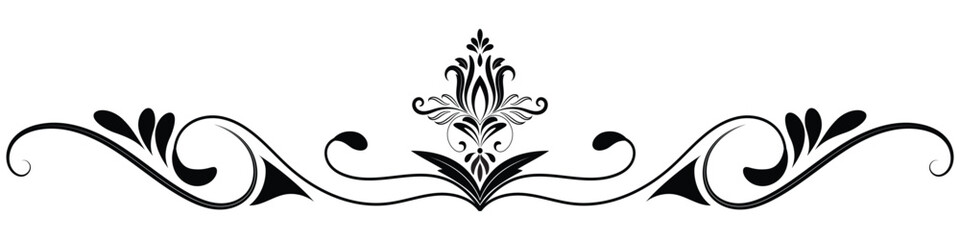 Flower border decorative design element Wedding banners, frames, labels, black lines on white.