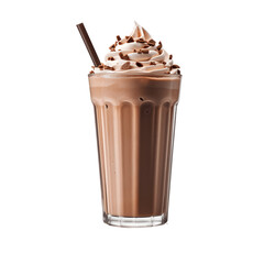 chocolate milkshake on plastic cup transparent background. AI Generated - obrazy, fototapety, plakaty