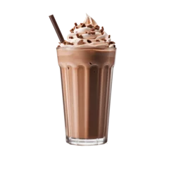 Rolgordijnen chocolate milkshake on plastic cup transparent background. AI Generated © zeenika