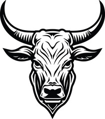 Texas Longhorn Logo Monochrome Design Style