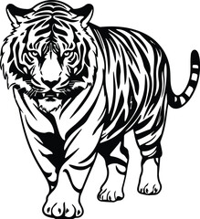 Fototapeta na wymiar Tiger Logo Monochrome Design Style