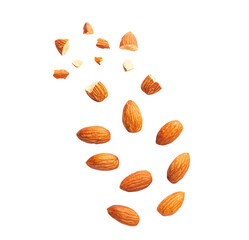 Top view Almonds isolated on a white background