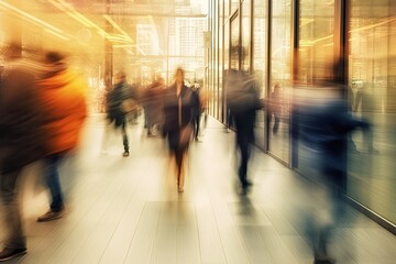 People on the move, motion blur. Generative AI.