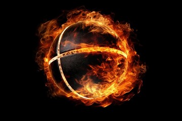 Plakat Basketball ball in fire. Generative AI.