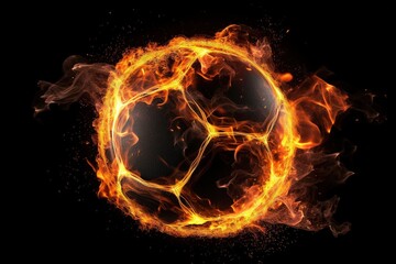 Fototapeta na wymiar Football ball in fire. Generative AI.