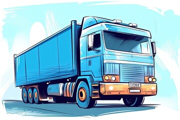 A modern truck, cartoon. Generative AI.