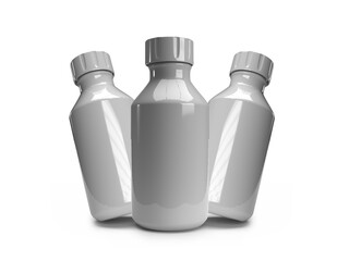 White Plastic Medicine Bottle 3D Illustration Mockup Scene