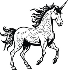 Plakat Unicorn Logo Monochrome Design Style