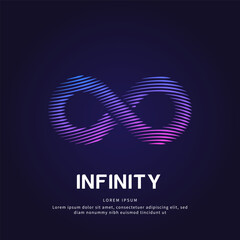 Fototapeta premium Vector logo Infinity color silhouette on a dark background. simple line art Infinity Vector logotype illustration. Infinity logo vector template suitable for organization, company or community. EPS 10